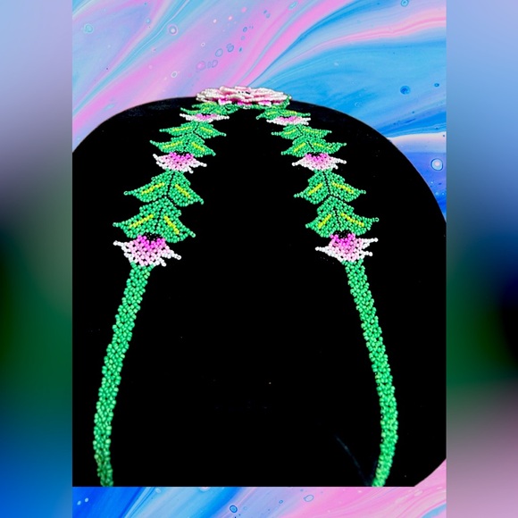 Blooming Beauty: Handcrafted 3D Pastel Pink Flower Necklace by GrandmaMia - Picture 2 of 6